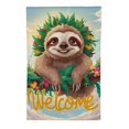 thumbnail image 2 of Shangniulu Welcome Sloth House Flag Vertical Double Sided Burlap Cute Baby Sloth on the Tree Cartoon Animal Farmhouse Yard Outdoor Seasonal Flags Decoration 12x18 Inches White, 2 of 6