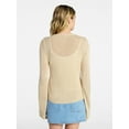 thumbnail image 3 of No Boundaries Tie Front V-Neck Cardigan with Bell Sleeves, Women's & Women's Plus XXS-4X, 3 of 5