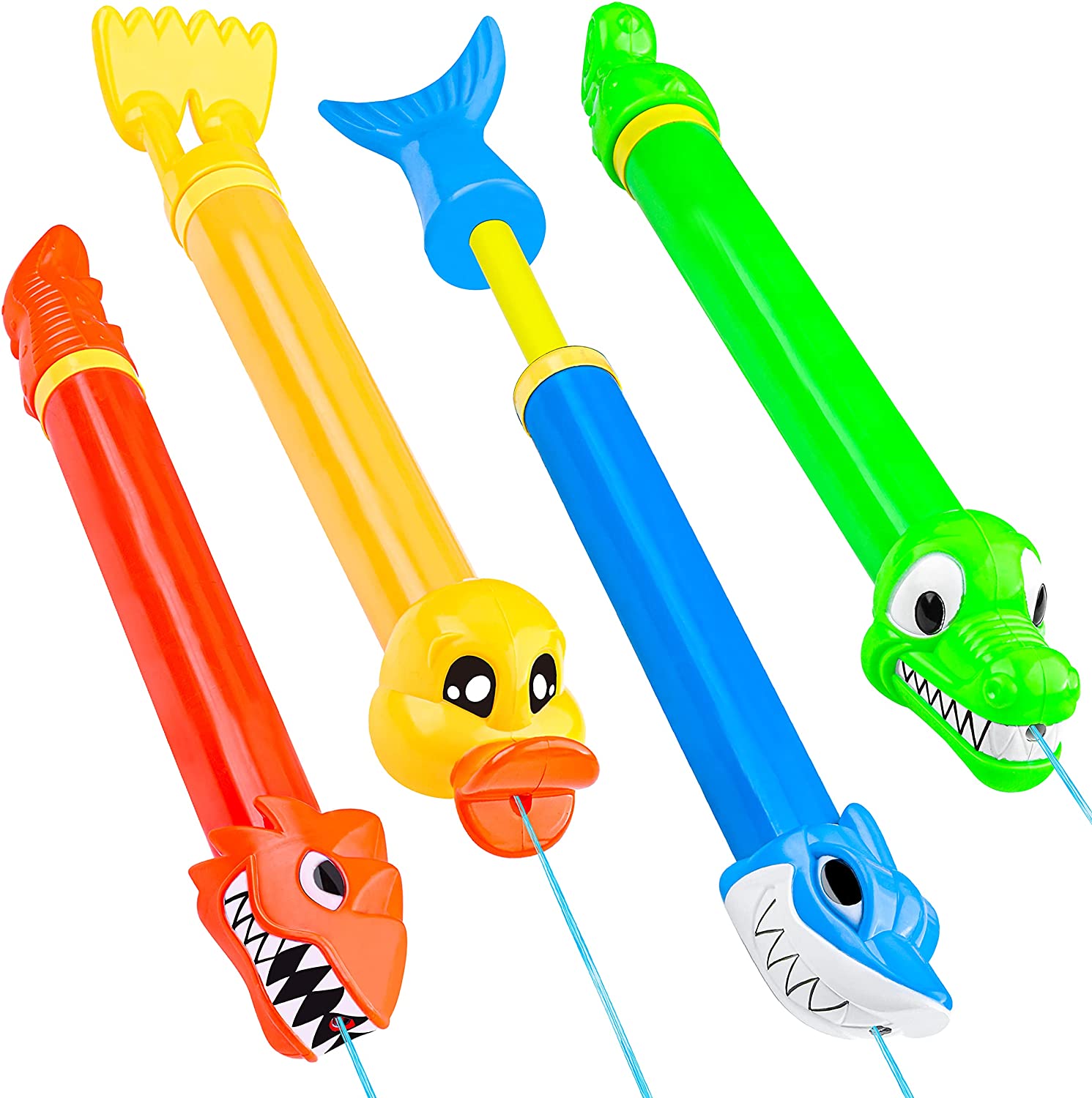 Intera 4Pcs 18.5" Water Blaster Squirt Guns, Animal Character Water Gun