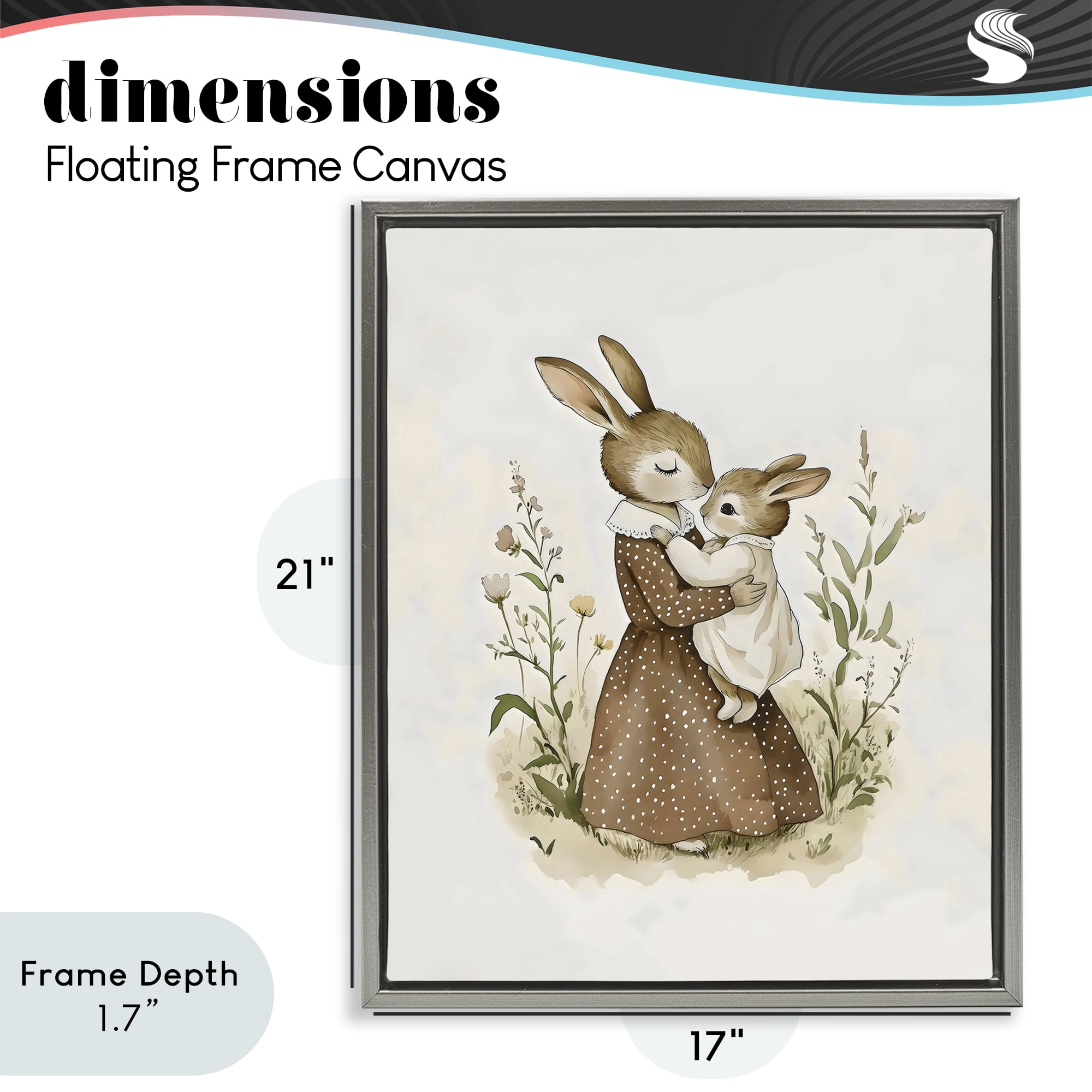 Stupell Industries A Mother's Love Rabbits Gray Framed Floater Canvas Wall Art, design by Arlington Prints