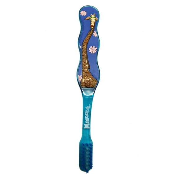 Madagascar Melman Giraffe Toothbrush -Kid Size Blue Soft Grip Kids Toothbrush