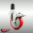 thumbnail image 2 of 4 Inch 316SS Red Poly Swivel 1-1/2 Inch Expanding Stem Caster Lock Brake SCC, 2 of 2
