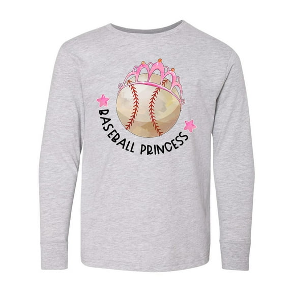 Inktastic Baseball Princess- Tiara Long Sleeve Youth T-Shirt