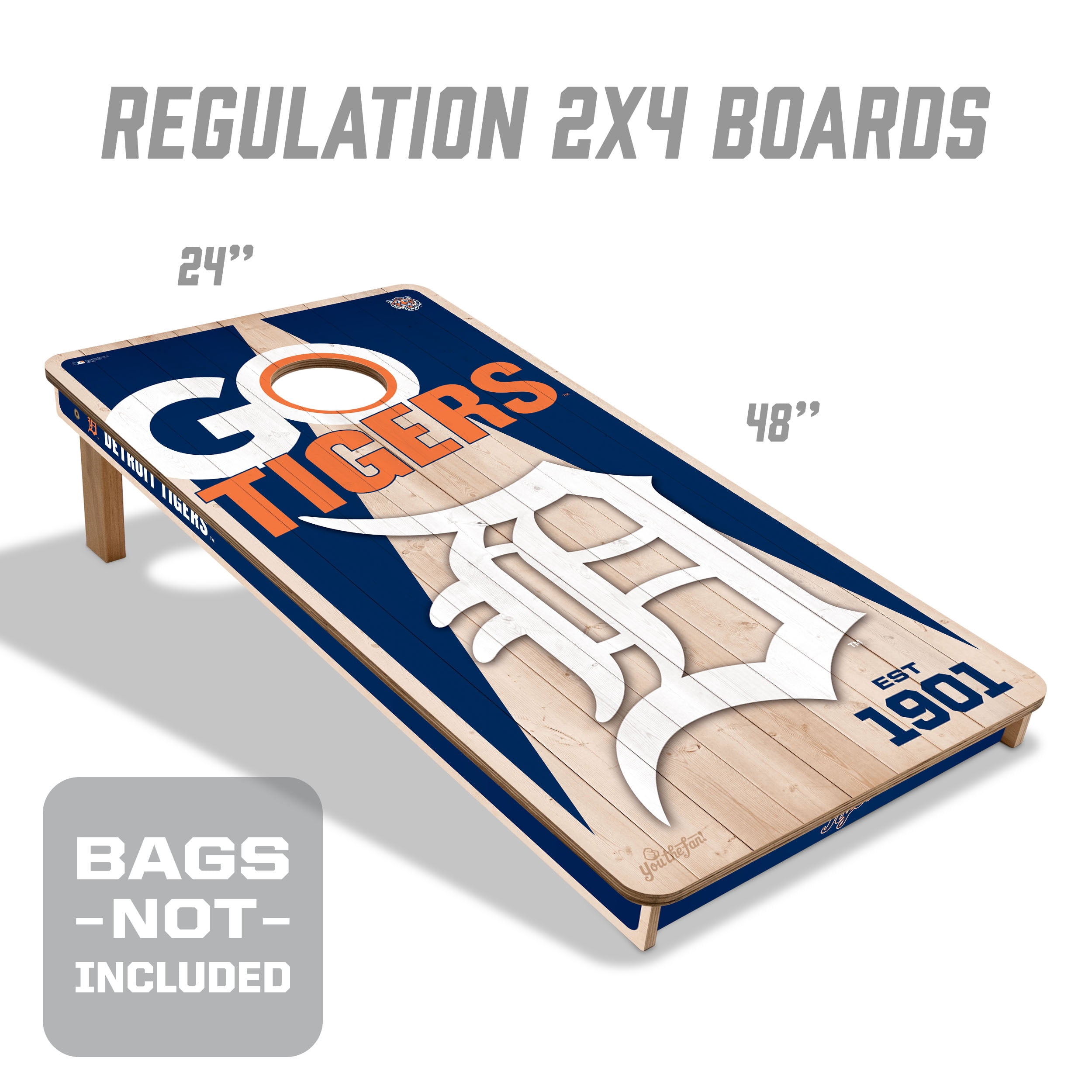 YouTheFan MLB Detroit Tigers 2' x 4' Cornhole Game No Bags