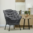 thumbnail image 2 of HOMCOM Fauteuil d'Appoint Moderne, Fauteuil en Tissu de Lin avec Poches Latérales, Gris, 2 of 10