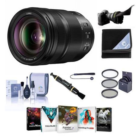 UPC: 0192223143494 | 24-105mm f/4 LUMIX S O.I.S. Lens for Leica L  Bundle with ProOptic 77mm Filter Kit  Flex Lens Shade  Lens Cleaner  Lens Wrap  Cap Tether  Cleaning Kit  PC Software Kit