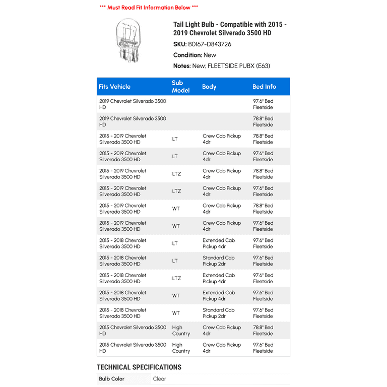 2017 chevy silverado tail light bulb best sale