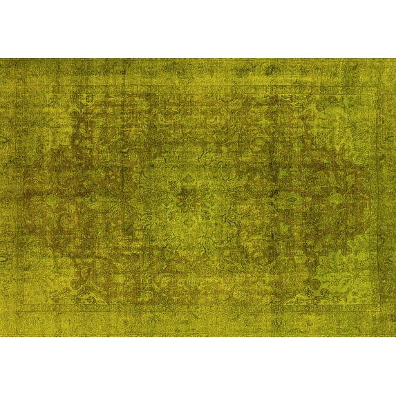 Ahgly Company Indoor Rectangle Oriental Yellow Industrial Area Rugs, 2' x 4'