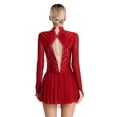 thumbnail image 5 of Vestido de baile lírico de Ballet para mujer, traje de patinaje artístico con diamantes de imitación brillantes, cuello simulado, malla transparente, vestido de baile moderno de manga larga, 5 of 5