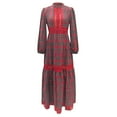 thumbnail image 6 of TIANZEN Elegant Tiered Maxi Dress With Plaid And Lace Trim Long Sleeve Shirt Collar Casual Party Wear Flowy Comfort Fit Denim Dresses Women Womens Beach Dress, 6 of 7