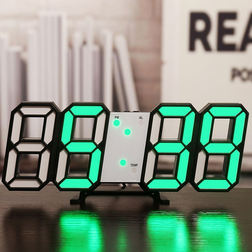 Large 3D Modern Digital LED Wall Clock 24/12 Hour USB Display Timer Alarm Home 