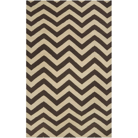 Hauteloom Dekalb Wool Living Room, Bedroom Area Rug - Transitional - Dark Brown, Tan - 5' x 8'
