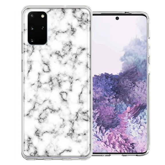 MUNDAZE For Samsung Galaxy S20 Plus White Grey Marble Design Double Layer Phone Case Cover