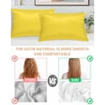 thumbnail image 4 of Yellow Satin Pillowcase for Hair and Skin with Zipper, Soft Breathable Cooling Silk Pillow Cases, Pure Yellow Throw Pillow Covers Standard Size 20"x26" Set of 2, 4 of 6