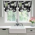 thumbnail image 4 of Sage Green Black Geometric Balloon Curtains for Windows, Bedroom Curtains 54 Inch Length, Modern Abstract Art Block Tie Up Curtains Panels Thermal Insulated Bathroom Curtains Window 42"x54", 4 of 8