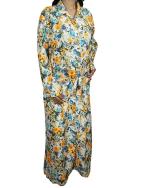 Mogul Womens Maxi Dress Button Down Floral Print Holiday Resort Summer Fashion Dresses L