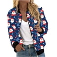 thumbnail image 2 of Sudadera informal de manga larga con capucha y chaquetas para mujer Sudadera holgada de manga larga con cremallera Chaqueta informal de béisbol de punto grueso Chaqueta de poliéster para mujer, 2 of 5
