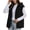 Black, variant on Womens Plus Size Winter Hooded Quilted Faux Suede Vest Full Zip Sleeveless Jacket Casual Warm Padded Outerwear