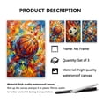 thumbnail image 6 of Sports Wall Art Set of 3, Retro Basketball Rugby Football Baseball Canvas Prints, Graffiti Style Print Artwork Ball Painting Wall Decor for Boys Bedroom Game Room Living Room Home Decor, 6 of 6