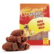 Jungle Calling Triple Flavor Rolls Dog Treats,Real Chicken Duck Beef Meat, Rawhide Free Dog Snacks, 9.5 OZ