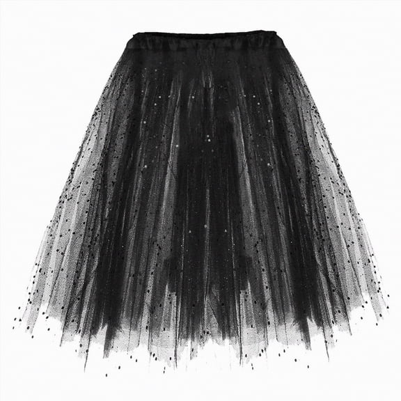 Godom Toddler Girls Glitter Tutu Skirt 2T-10T Mesh Tiered Princess Dance Skirt Party Costume,Black