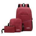 thumbnail image 1 of yeacher Stylish 3-Piece Men's Backpack Set for Travel, Work, and Leisure - Red (Laptop-Friendly, Durable Nylon & Polyester), 1 of 6