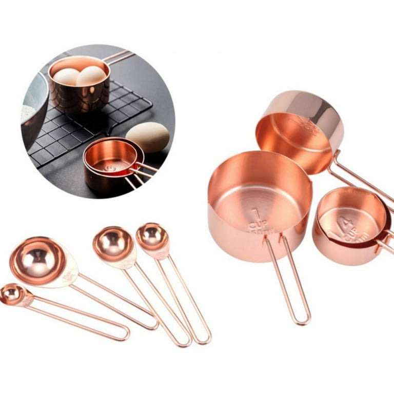 Measuring Cups And Spoons Set Of 8 Pieces, Gold Measuring Cups Kit