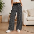 thumbnail image 6 of Bosfbaoi Sweatpants for Women Striped Wide Leg Drawstring Elastic Waist Loose Casual Trousers with Pockets, 6 of 9