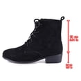 thumbnail image 5 of FRSASU Womens Faux Suede Lace‑Up Ankle Booties, Low Chunky Heel Round Toe Casual Short Boots with Back Pull Loop Dress Boots Black, 5 of 6