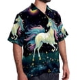 thumbnail image 2 of Starry Unicorn Men's Short Sleeve Poplin Button Down Shirts - Casual Printed Summer Beach Tops for Men, 2 of 6