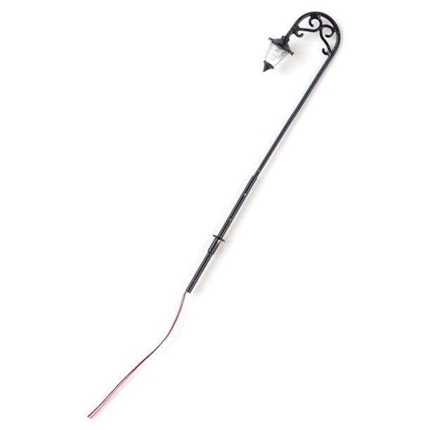 Yuarrent Modelo de lámpara de vía férrea, musgo, micropaisaje, LED para exteriores, poste de luz de Metal, patios, luz de pista, artesanías, Artesanía Negro (blanco cálido)