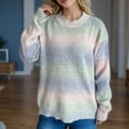 thumbnail image 2 of Women Long Sleeve Casual Gradient Slip Knit Sweater Basic Outfits Winter Clothing Fashion Fall Clothes, 2 of 7
