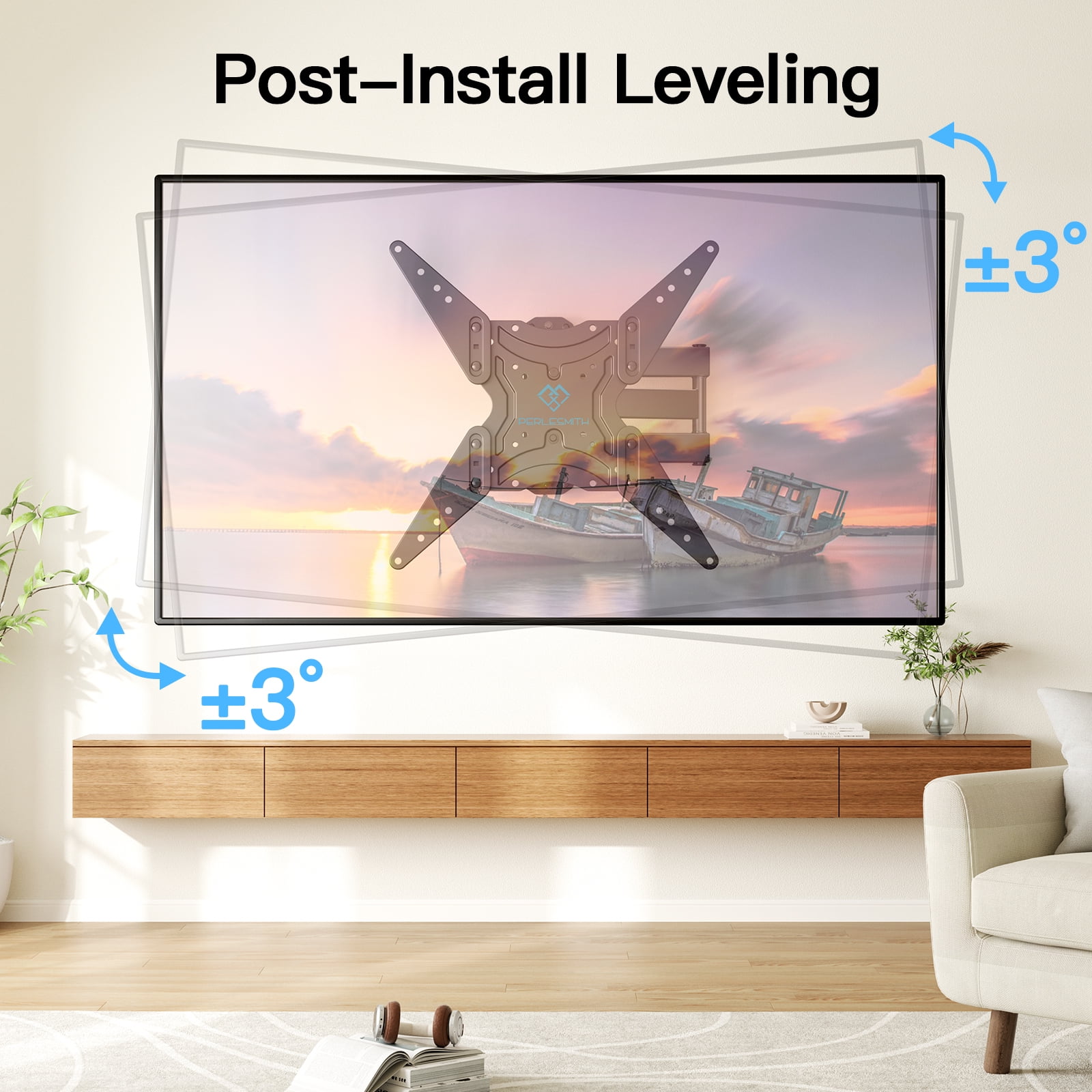 PERLESMITH Full Motion TV Wall Mount for 26"- 60" TVs, 70 lbs Capacity, UL Listed, PSMFK18B