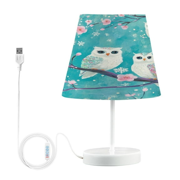 YAZAOO Table Lamp Creative Whimsical Owls in Spring Pattern Simple Pattern Night Light
