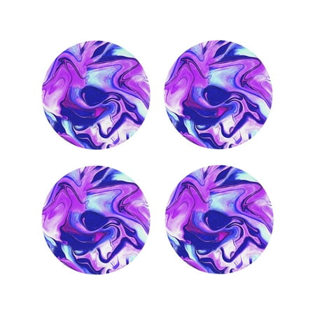 

Lukts Swirl Print Blue Purple1 Print Leather Drinks Coasters Set of 4 Suitable or Drinks Furniture Protection and Easy Clean up-Round Shape