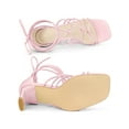thumbnail image 4 of INSPIRE CHIC Inspired Women's Lace Up Strappy Block High Heels Sandals Pink (Size 6), 4 of 7