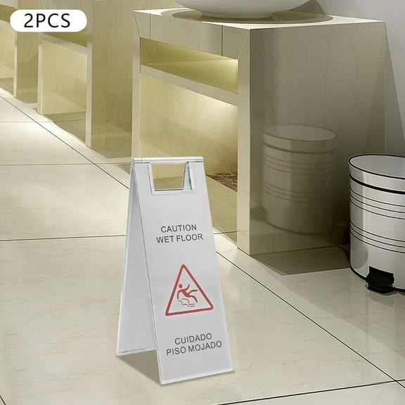 2× Caution Wet Floor Signs 2-Side Warning Signs with Handle   Bilingual Design