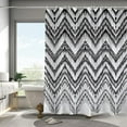 thumbnail image 3 of Black White Shower Curtain,Boho Geometry Fabric Shower Curtains Sets for Bathroom,Farmhouse Stripe Bath Curtain Minimalist Art Curtain with 12 Hooks 72x72 Inches, 3 of 6