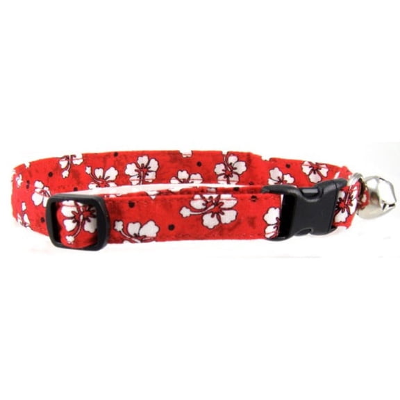 Red Hawaiian Flowers Cat Collar
