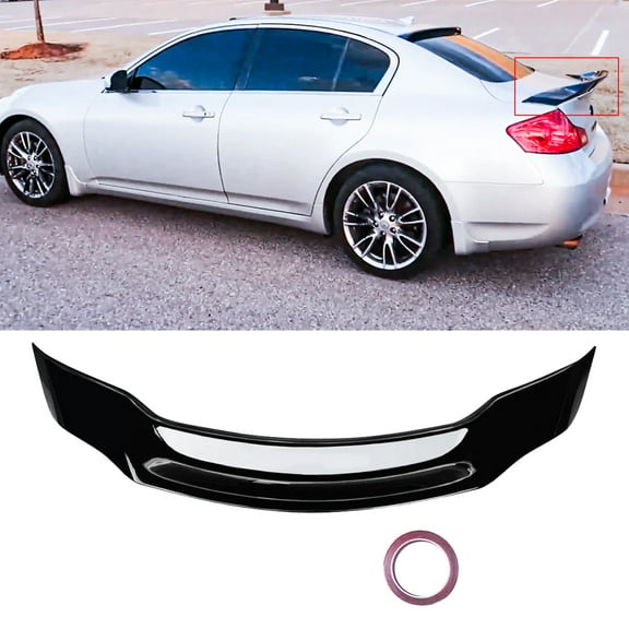 NINTE Rear Trunk Spoiler for 2007-2015 Infiniti G35 G37 Q40 Sedan Tail Wing Gloss Black