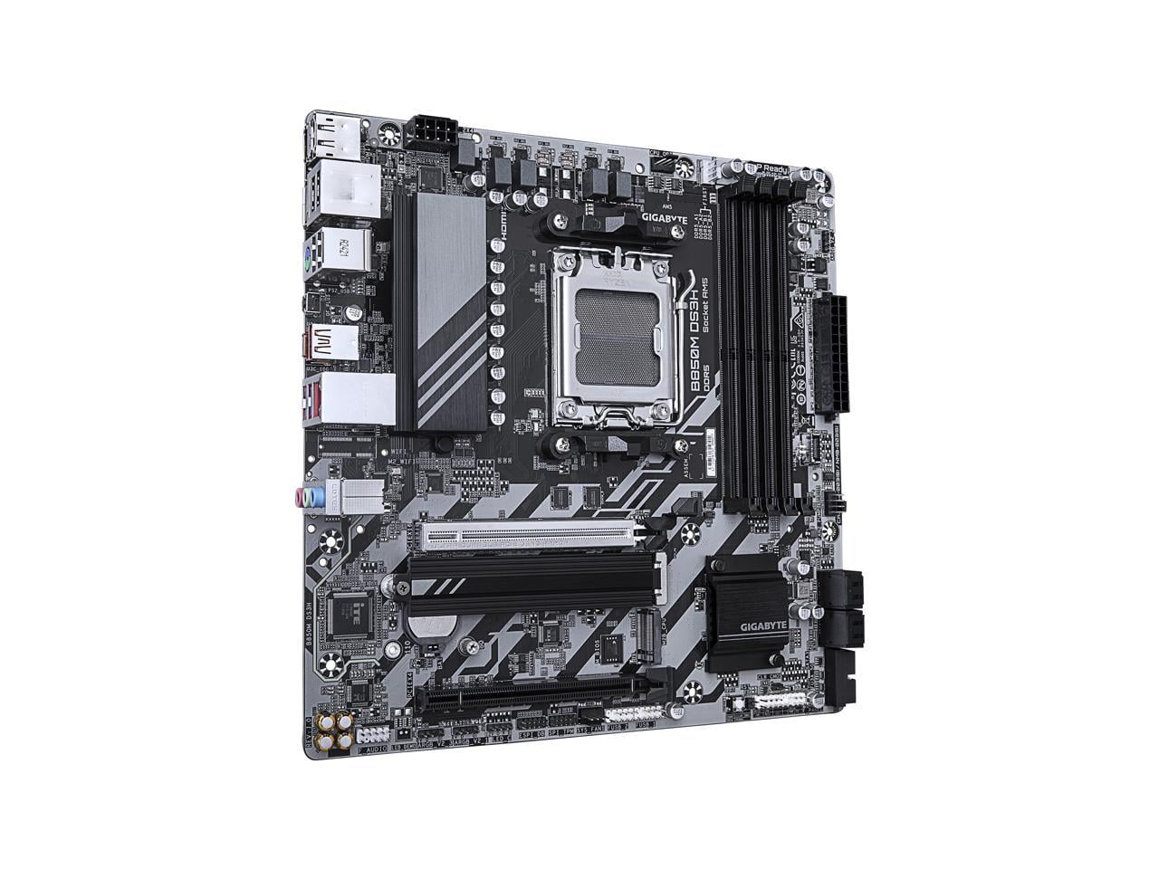 GIGABYTE B850M DS3H AMD AM5 LGA 1718 Motherboard, mATX, DDR5, 2x M.2, PCIe 5.0, USB-C, 2.5GbE LAN, EZ-Latch, 5-Year Warranty