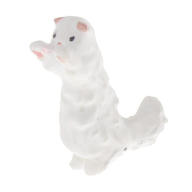 Figuras diminutas de resina sentadas en cuclillas Diorama Modelo a escala 1:64 Muñeca en miniatura Gato blanco