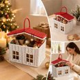 thumbnail image 6 of Christmas House Shaped Woven Storage Basket, Red & White Roof Decorative Organizer with Handle, Portable Holiday Desktop Container for Gifts Accessories & Home Decor, Festive Carrying Basket, 6 of 7