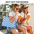 thumbnail image 5 of Large Capacity Tote Bag,Blue White Checkerboard Checkered Pattern Handbag Fashion Luxury Tote Bag,15.7"x13"x 5.1" Inches,Laptop Compatible, 5 of 6