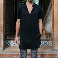thumbnail image 1 of Playera Elvqul para Caballero Negro Casuales sin Estampado Stretch Manga Corta Cuello Redondo Botones, 1 of 7