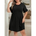 thumbnail image 4 of Cueply Women's Plus Size Dress Casual Summer Short Sleeve Crew Neck Loose Midi Dresses T-Shirt Swing Dress, 4 of 5