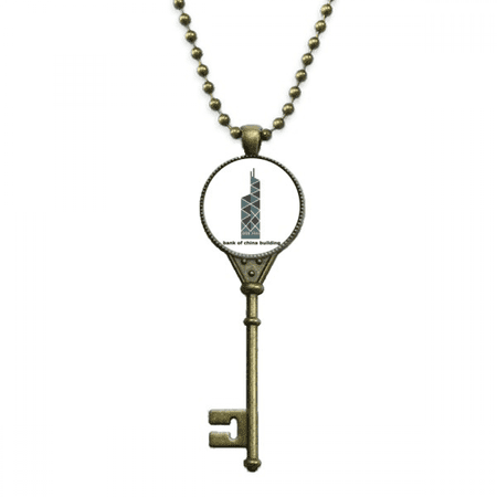 hong kong bank of china art deco fashion key necklace pendant tray embellished chain