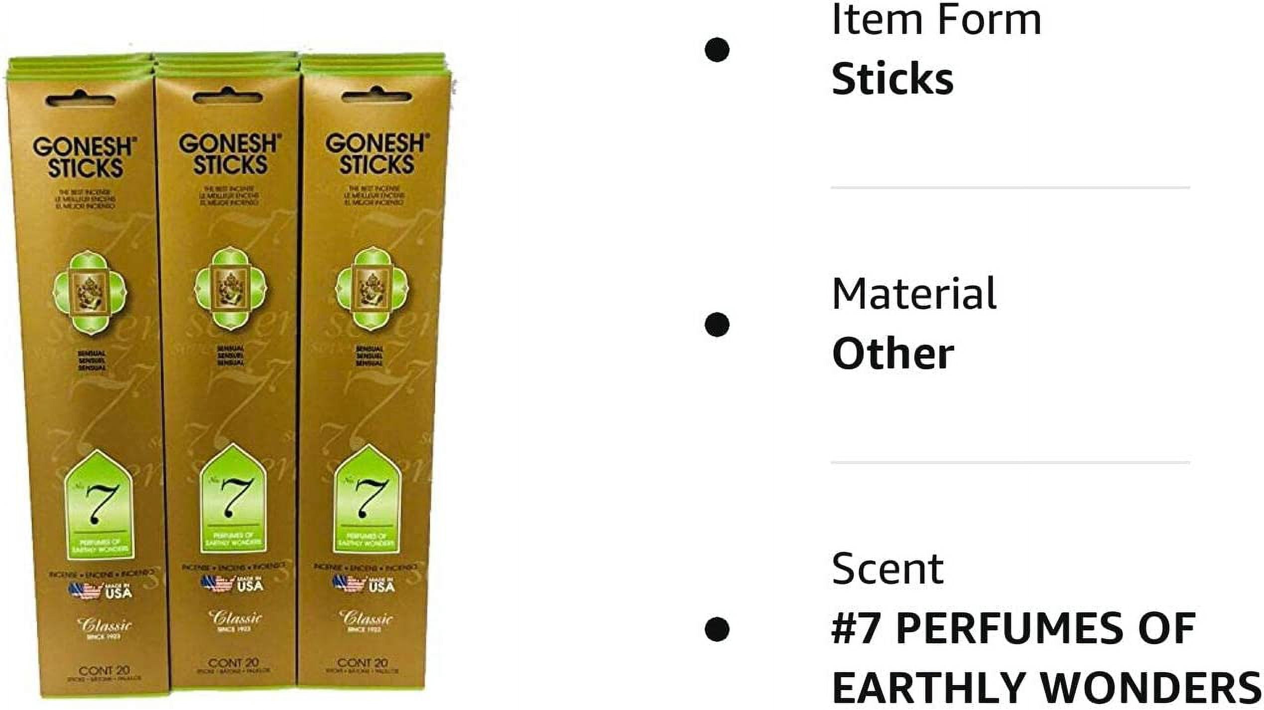 Gonesh Incense Sticks #7 Perfumes of Earthly Wonders Lot of 12