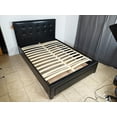 thumbnail image 4 of Modern Classic Black Full Size Bed Underbed Storage Darwers Wooden Tufted Upholstered Faux Leather 1pc Bedframe Bedroom, 4 of 6