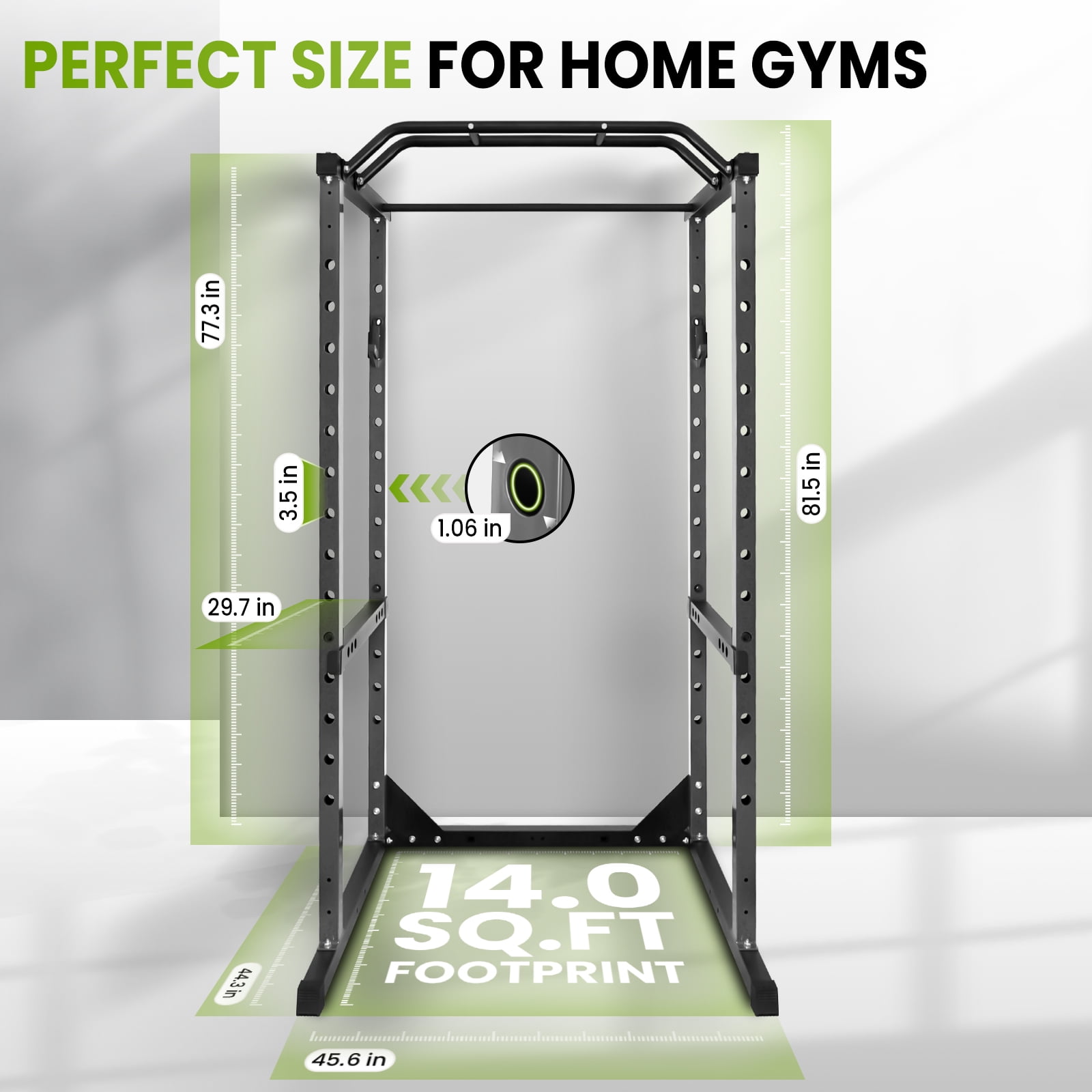 Adjustable Squat Rack, 1200LB All-in-One Squat Rack, 45.6"×44.3"×81.5" Squat Rack Power Cage with J-Hooks for Home Gym Strength Exercises